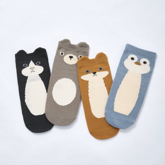 New- Critter Crew- Organic- 4 Pairs of Stay-On Baby & Toddler Non-Slip Socks